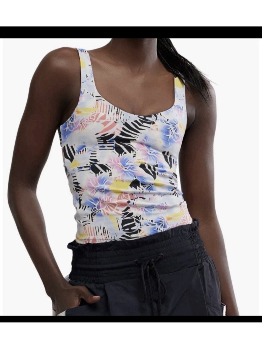 Free People Movement Never Better Strappy Back Tank Mystic Floral Size L Pilates